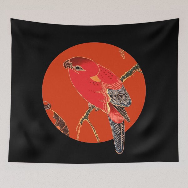 Item preview, Vintage Japanese Red Parrot on Scarlet – Bold Ukiyo-e Style Asian Bird Art designed and sold by SmashingMonkeys.