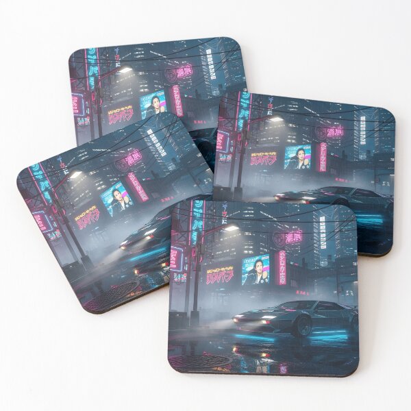 Item preview, Neon Rain Cyberpunk City Street with Retro Sports Car designed and sold by powersunlight.