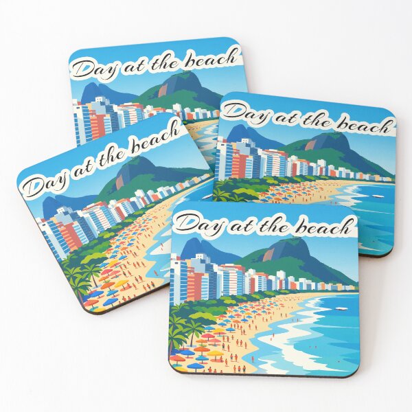 Item preview, Day at the Beach Coastal City Resort Summer Illustration designed and sold by PixelWaveBD.