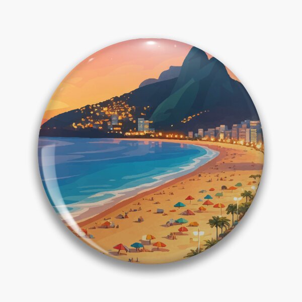 Item preview, Day at the Beach City Lights Coastal Twilight Art designed and sold by PixelWaveBD.