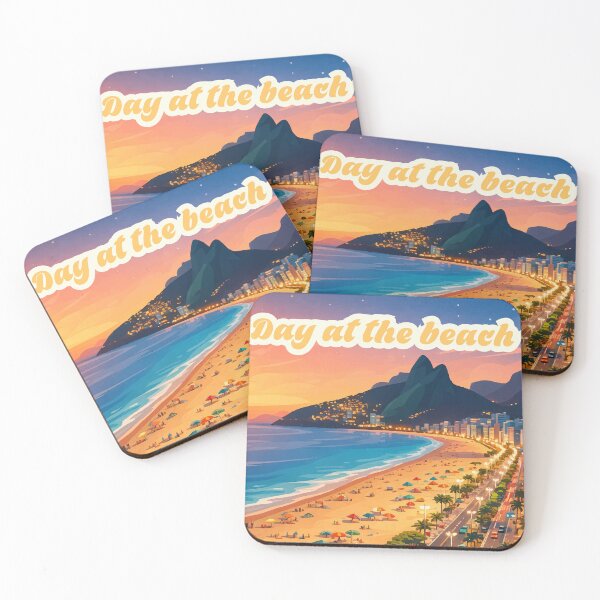 Item preview, Day at the Beach City Lights Coastal Twilight Art designed and sold by PixelWaveBD.
