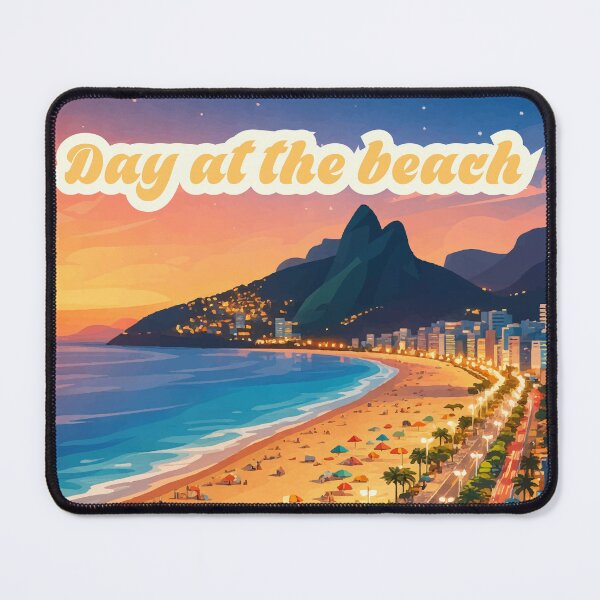 Item preview, Day at the Beach City Lights Coastal Twilight Art designed and sold by PixelWaveBD.