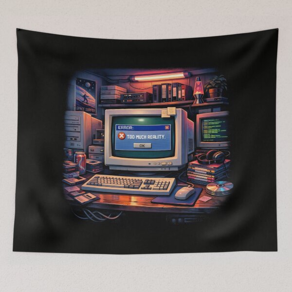 Item preview, Error Too Much Reality Retro Gaming Aesthetic designed and sold by SplashTastic.