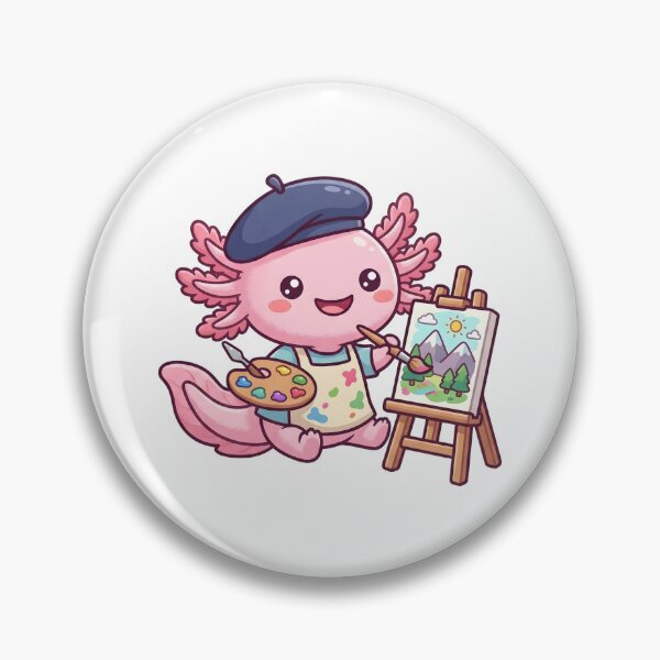 Item preview, Kawaii Axolotl Artist Painting with French Beret designed and sold by Kvarny.