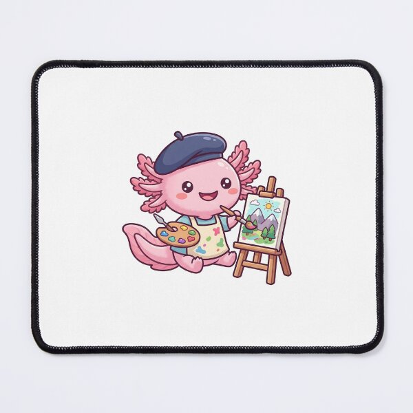 Item preview, Kawaii Axolotl Artist Painting with French Beret designed and sold by Kvarny.