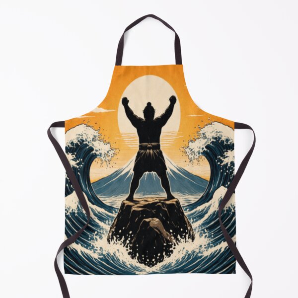 Item preview, Sumo Victory Silhouette – Great Wave & Mt. Fuji Ukiyo-e Power Print designed and sold by ArtFreshStudio.