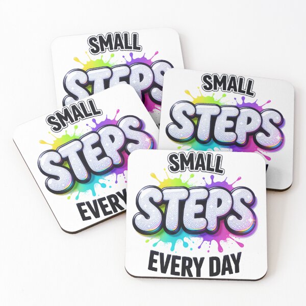 Item preview, Modern Rainbow Splatter Sticker – Small Steps Every Day Inspirational Design designed and sold by ARTCREATESHOP.