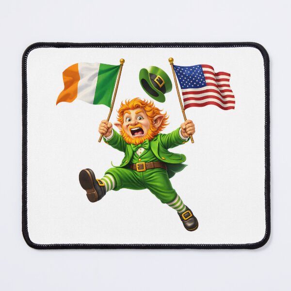 Item preview, Irish American Leprechaun – St. Patrick’s Day USA Ireland Flag designed and sold by Rough Sketches – Ireland Inspired Art.