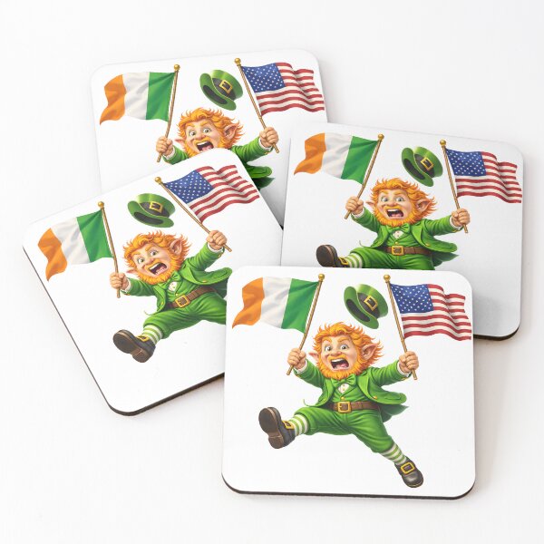 Item preview, Irish American Leprechaun – St. Patrick’s Day USA Ireland Flag designed and sold by Rough Sketches – Ireland Inspired Art.