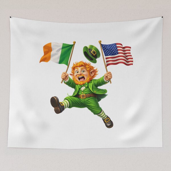 Item preview, Irish American Leprechaun – St. Patrick’s Day USA Ireland Flag designed and sold by Rough Sketches – Ireland Inspired Art.