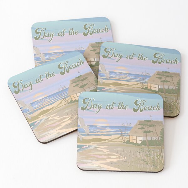 Item preview, Day at the Beach Vintage Coastal Hut Sunset Art designed and sold by PixelWaveBD.
