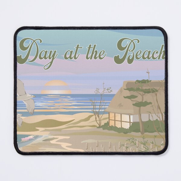 Item preview, Day at the Beach Vintage Coastal Hut Sunset Art designed and sold by PixelWaveBD.