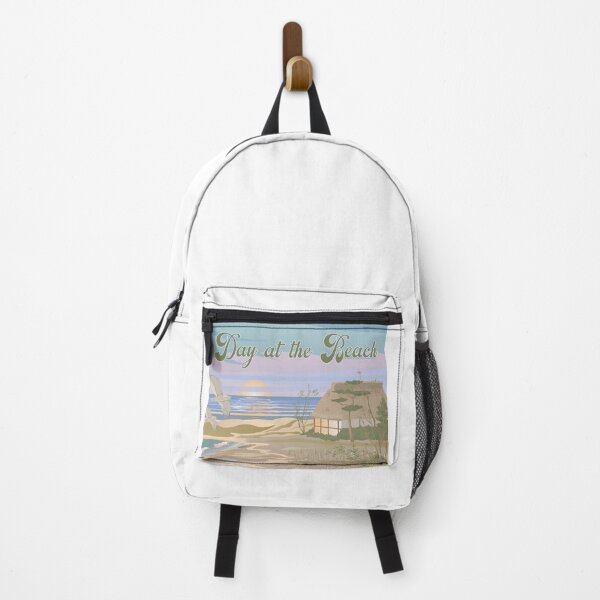 Item preview, Day at the Beach Vintage Coastal Hut Sunset Art designed and sold by PixelWaveBD.