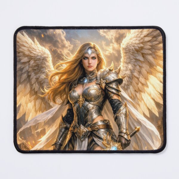 Item preview, Celestial Angel Warrior with Sword – Epic Fantasy Angel Guardian Artwork designed and sold by DrakariArt.