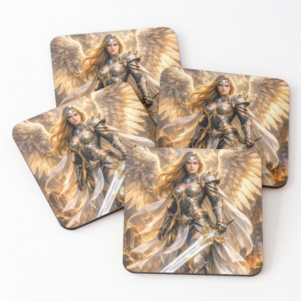 Item preview, Celestial Angel Warrior with Sword – Epic Fantasy Angel Guardian Artwork designed and sold by DrakariArt.