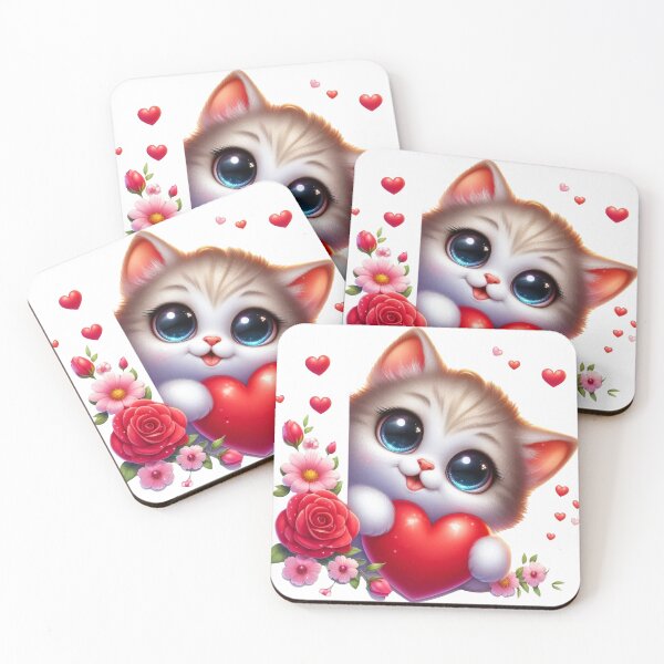 Item preview, Adorable Kawaii Kitten with Red Heart designed and sold by KrisGraphic45.