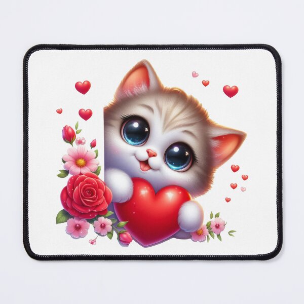 Item preview, Adorable Kawaii Kitten with Red Heart designed and sold by KrisGraphic45.