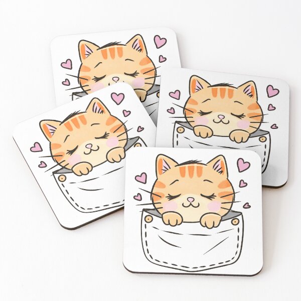 Item preview, Cute Cat in Pocket T-Shirt – Kawaii Pocket Kitty with Hearts – Adorable Cat Lover Gift designed and sold by SimoesArtistry.