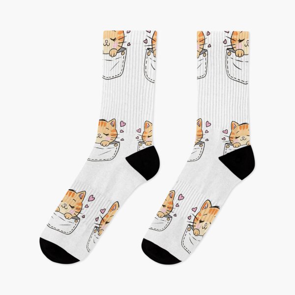 Item preview, Cute Cat in Pocket T-Shirt – Kawaii Pocket Kitty with Hearts – Adorable Cat Lover Gift designed and sold by SimoesArtistry.