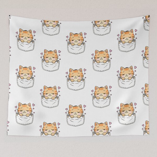Item preview, Cute Cat in Pocket T-Shirt – Kawaii Pocket Kitty with Hearts – Adorable Cat Lover Gift designed and sold by SimoesArtistry.