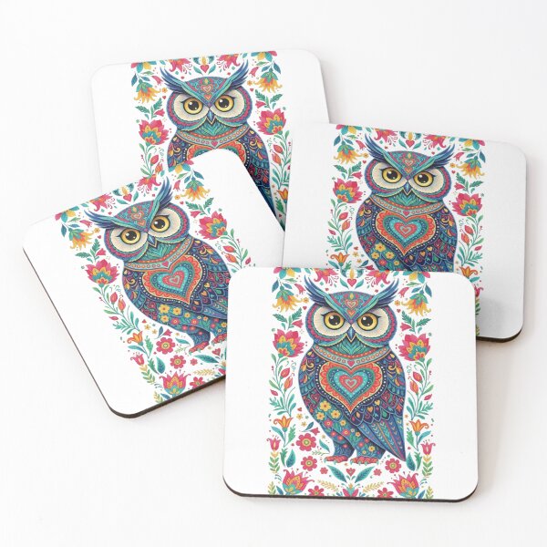 Item preview, Colorful Mystic Owl: Floral Folk Art and Sacred Heart designed and sold by Skully-Studio.
