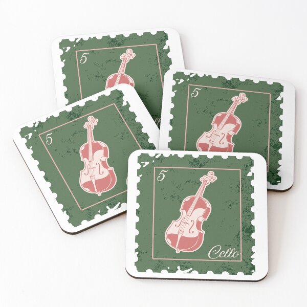 Item preview, Cello player stamp in green and red designed and sold by serenebookworm.