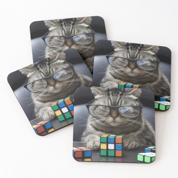 Item preview, Cat with a Rubik's Cube. designed and sold by MyHappyArtShop.