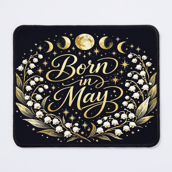 Item preview, Born in May Gift — Lily of the Valley Moon Phase Gold Celestial Birthday Art designed and sold by LunarStillCo.
