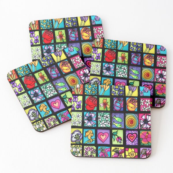 Item preview, Flowers, Sea, Hearts and Squiggles Silk Painting Pattern designed and sold by Katy Fryd.