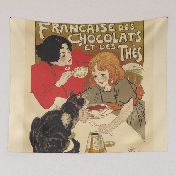 Item preview, Vintage French Chocolate Tea Poster Cat Child Steinlen designed and sold by TheSoulOfArt.