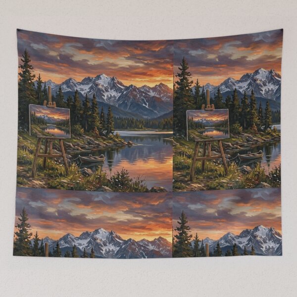 Item preview, Sunset Serenity: The Artist's Mountain Reflection designed and sold by SolenyaStudio.