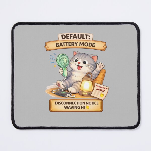 Item preview, Funny Cat Default Battery Mode Cat Humor Adulting Survival Meme designed and sold by Mindworx21.