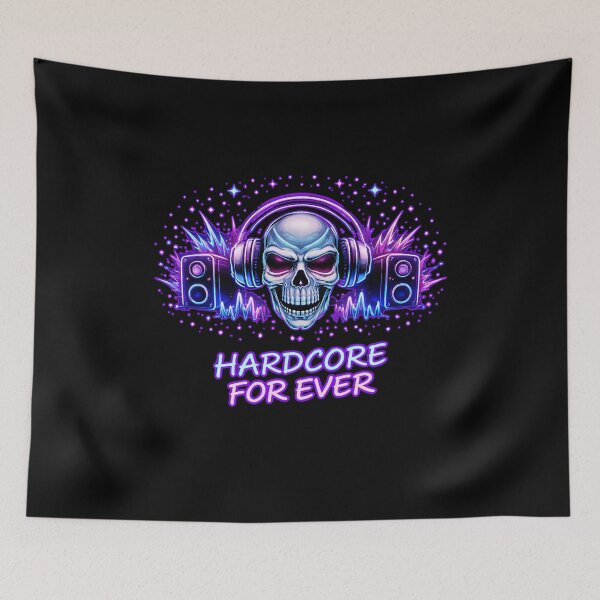 Item preview, Hardcore For Ever – Neon Skull Headphones & Speakers designed and sold by leyfinder.