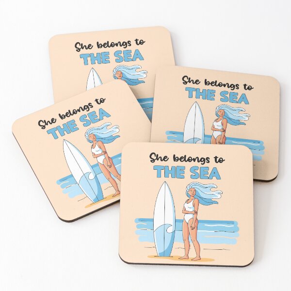 Item preview, She Belongs to the Sea – Surfer Girl on the Beach designed and sold by Sea Gem.