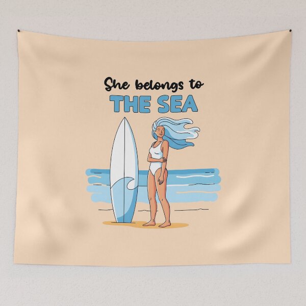 Item preview, She Belongs to the Sea – Surfer Girl on the Beach designed and sold by Sea Gem.