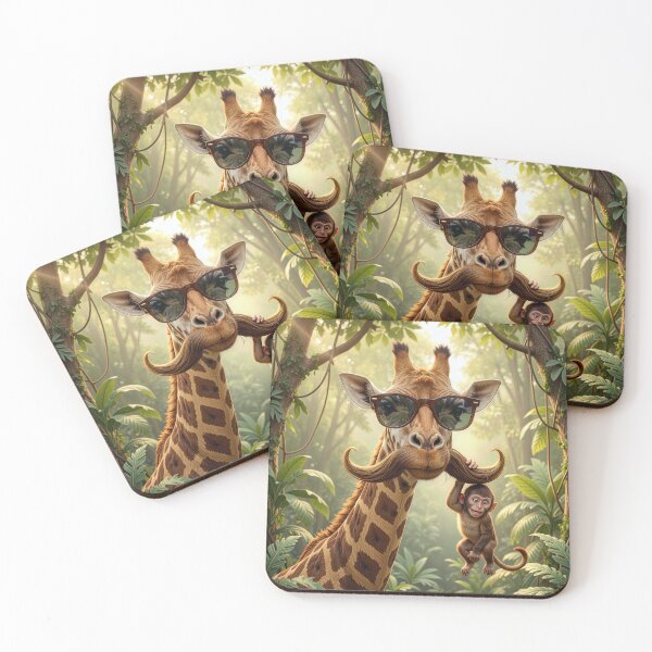 Item preview, Giraffe with a Large Mustache and Monkey designed and sold by Maria Dryfhout.