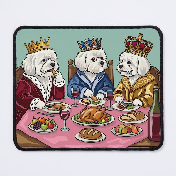 Item preview, Maltese Dog Kings Feast Art Print, Regal Renaissance Portrait Wall Art designed and sold by DrawnByMoonBeam.
