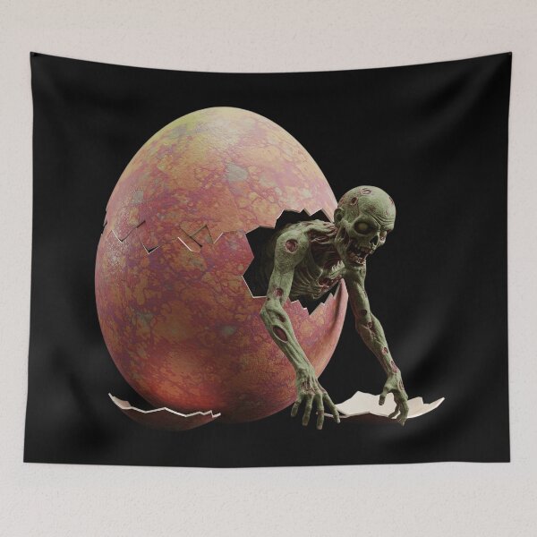 Item preview, Zombie Easter Egg Hatching - Undead Horror Holiday Art designed and sold by Tw1nsAIArt.