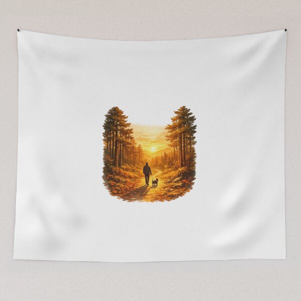 Item preview, Just One More Walk Dog Lover Sunset Forest Path – Peaceful Nature Walk With Dog Aesthetic Design designed and sold by ArtWaveStudio8.