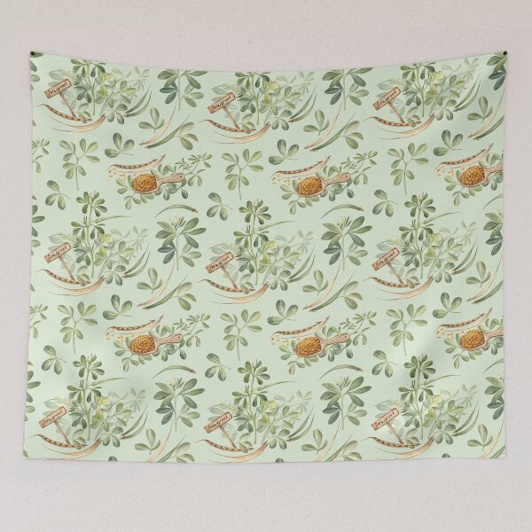 Item preview, Fenugreek Leaves and Seeds Pattern on Green designed and sold by Flowersforbear.