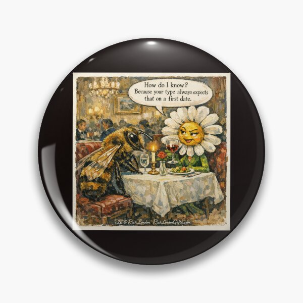 Item preview, Bee & Blossom First Date – Whimsical Romantic Cartoon designed and sold by Rick London Gifts.