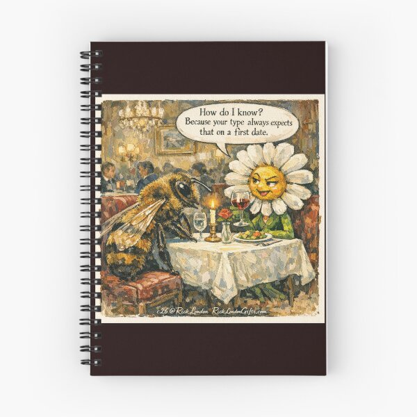 Item preview, Bee & Blossom First Date – Whimsical Romantic Cartoon designed and sold by Rick London Gifts.