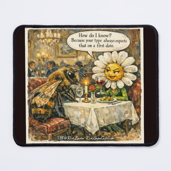 Item preview, Bee & Blossom First Date – Whimsical Romantic Cartoon designed and sold by Rick London Gifts.