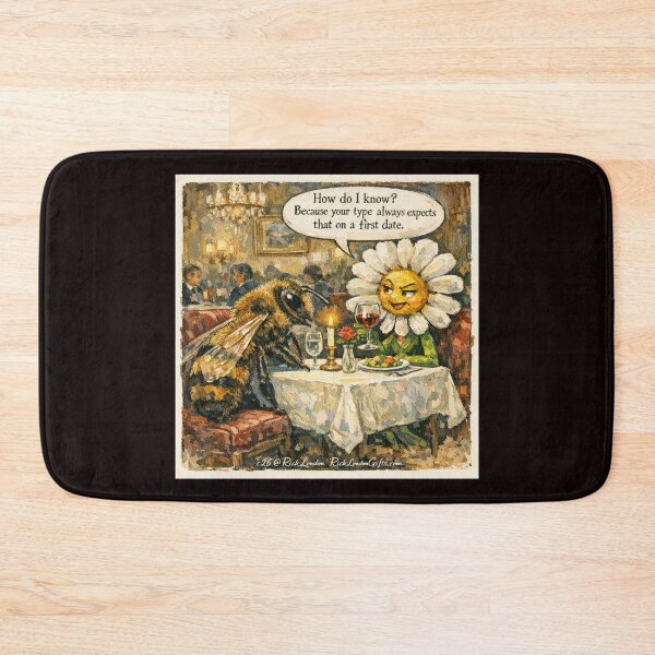 Item preview, Bee & Blossom First Date – Whimsical Romantic Cartoon designed and sold by Rick London Gifts.