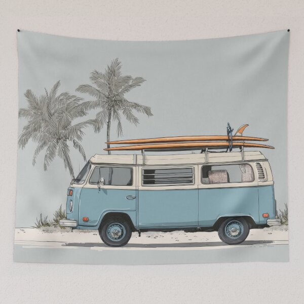 Item preview, Surf van parked near palm trees designed and sold by anytka.
