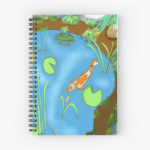 Item preview, Cozy Pond Ecosystem Illustration – Koi, Frogs & Forest Animals” designed and sold by Giesearthouse.