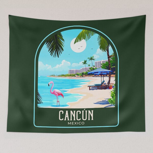 Item preview, Cancún Vintage Travel Illustration designed and sold by HomeLivingCo.