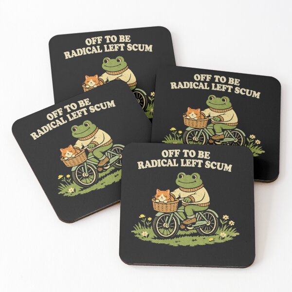 Item preview, Off To Be Radical Left Scum , Frog and Cat In Bicycle Resistance funny political memes designed and sold by will freed18.