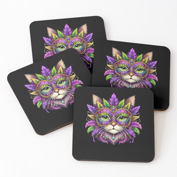 Item preview, Funny Cat Wearing Mardi Gras Mask designed and sold by Goleon12.