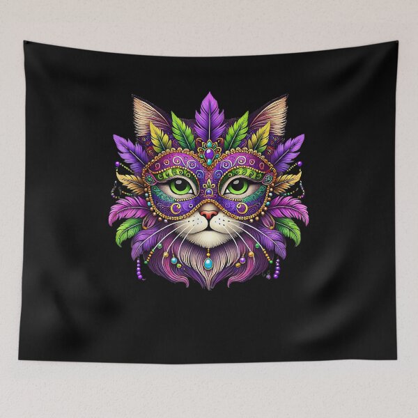 Item preview, Funny Cat Wearing Mardi Gras Mask designed and sold by Goleon12.